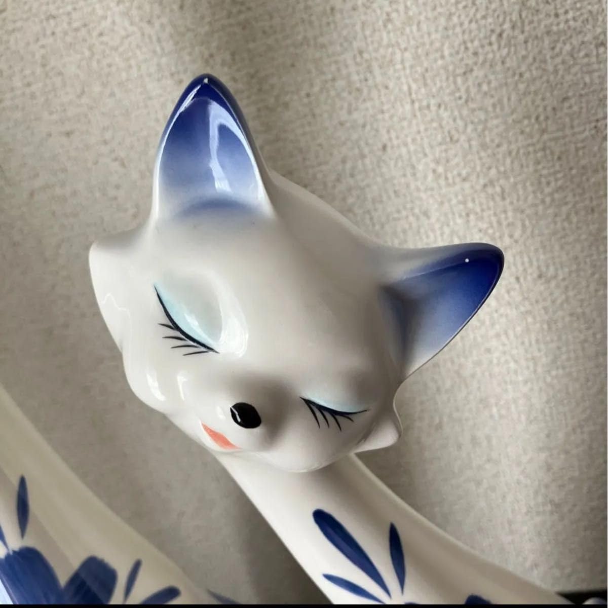 Amazon.co.jp: レトロ シャム猫 置物 ペア 陶器製 花柄 インテリア